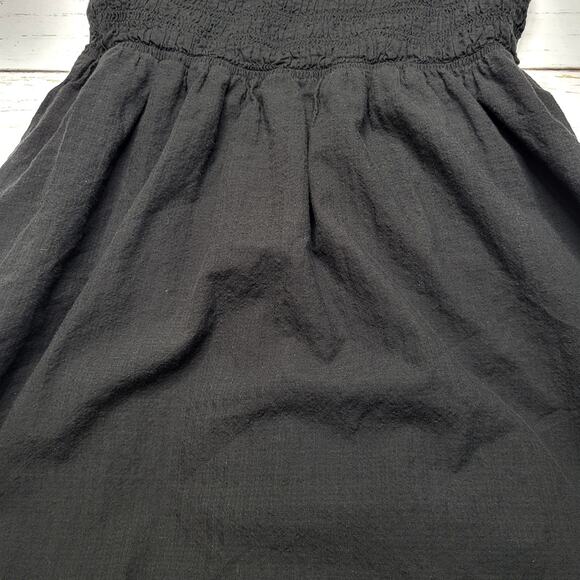 Everlane The Gauze Off the Shoulder Maxi Dress Black Smocked Organic Cotton XS - Picture 7 of 10
